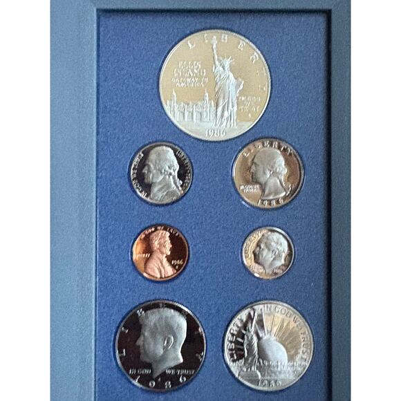 1986 US Mint Prestige Proof Set Statue of Liberty Silver Dollar COA OGP Coins - Picture 3 of 9
